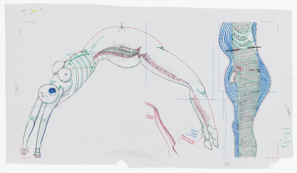 Tracing on Mylar for Triptych for the Red Room, Center Panel (B)
