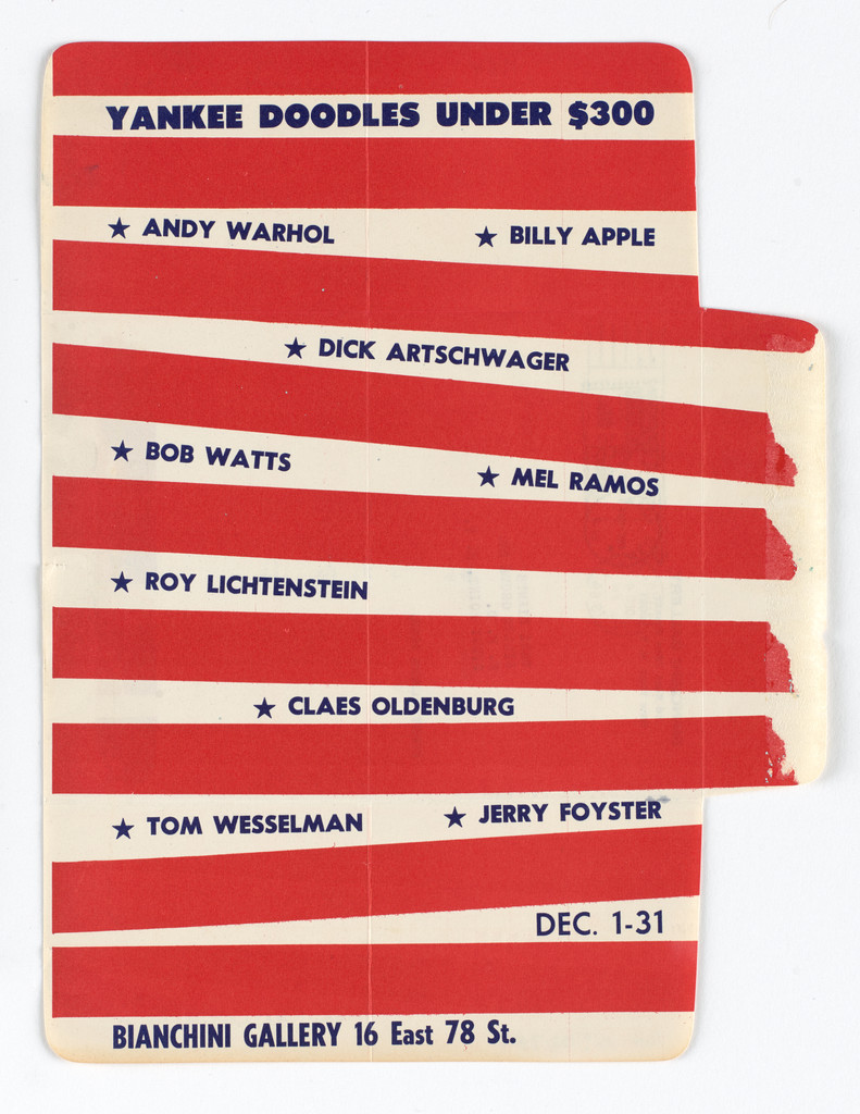 Invitation for Yankee Doodles Under $300, Bianchini Gallery, New York, December 1-31, 1964