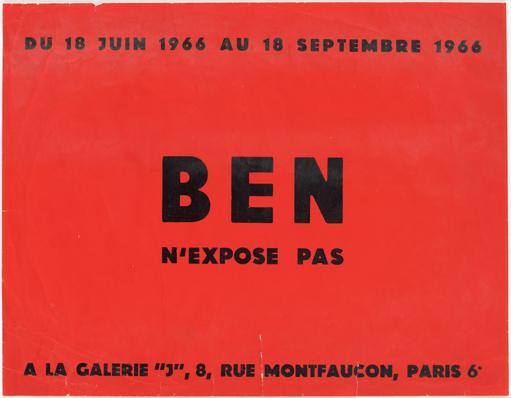 Poster for Ben n'expose pas, Galerie J, Paris, June 18–September 18, 1966