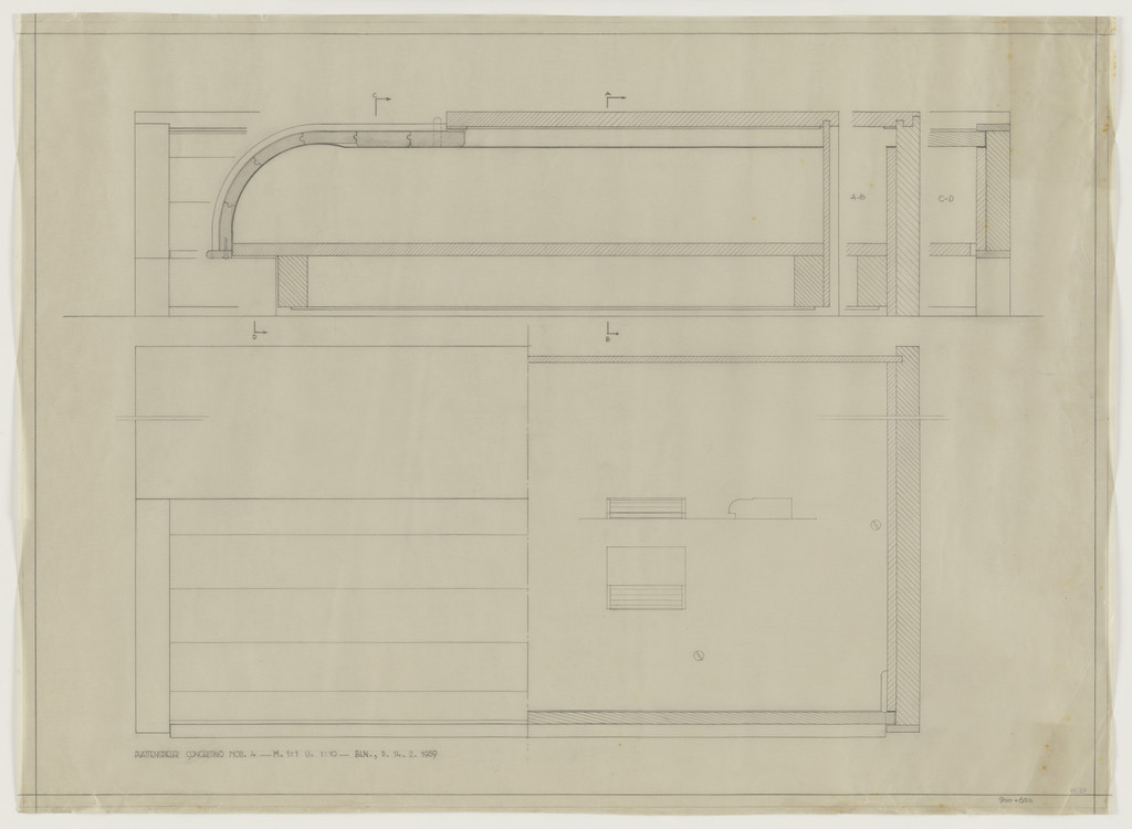 Design for Telefunken Record Player, Model 4, Concertino record-player. Elevations and sections