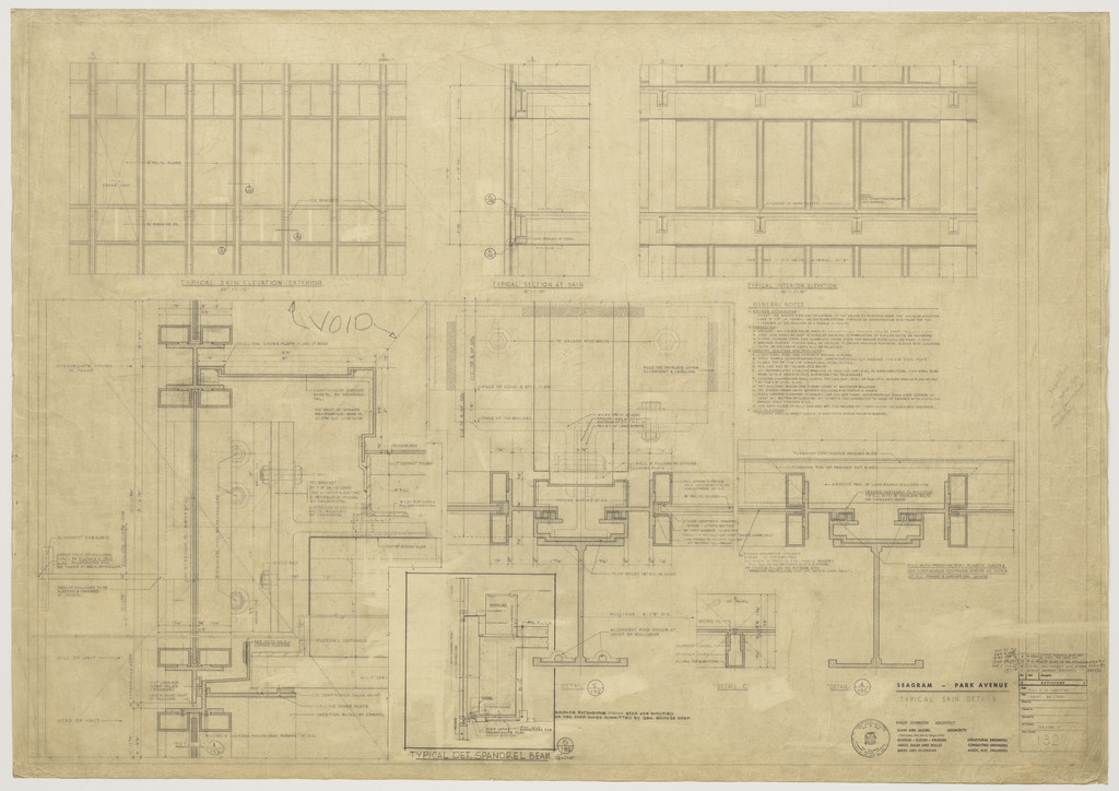 Seagram Building, New York City, New York, Miscellaneous skin details, sections