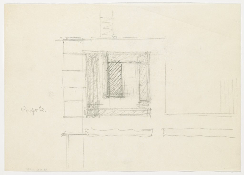 Tugendhat House, Brno, Czech Republic, Pergola, southwest corner. Sketch