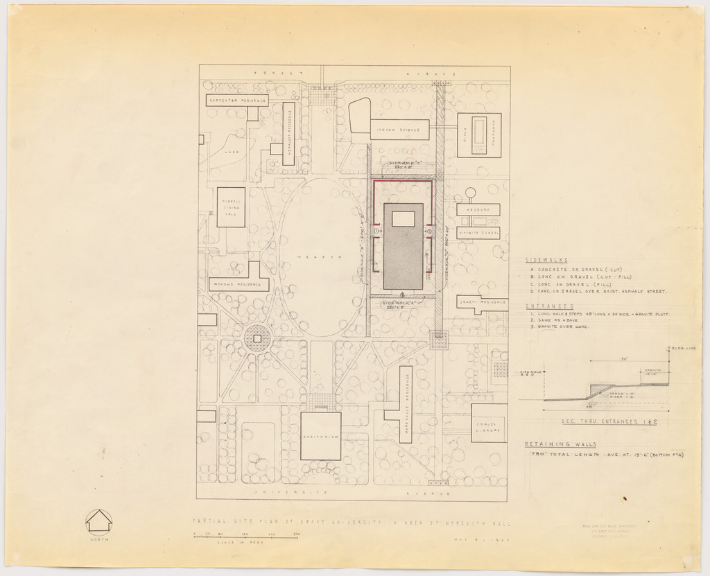 Meredith Memorial Hall, Drake University, Des Moines, IA (Partial site plan)