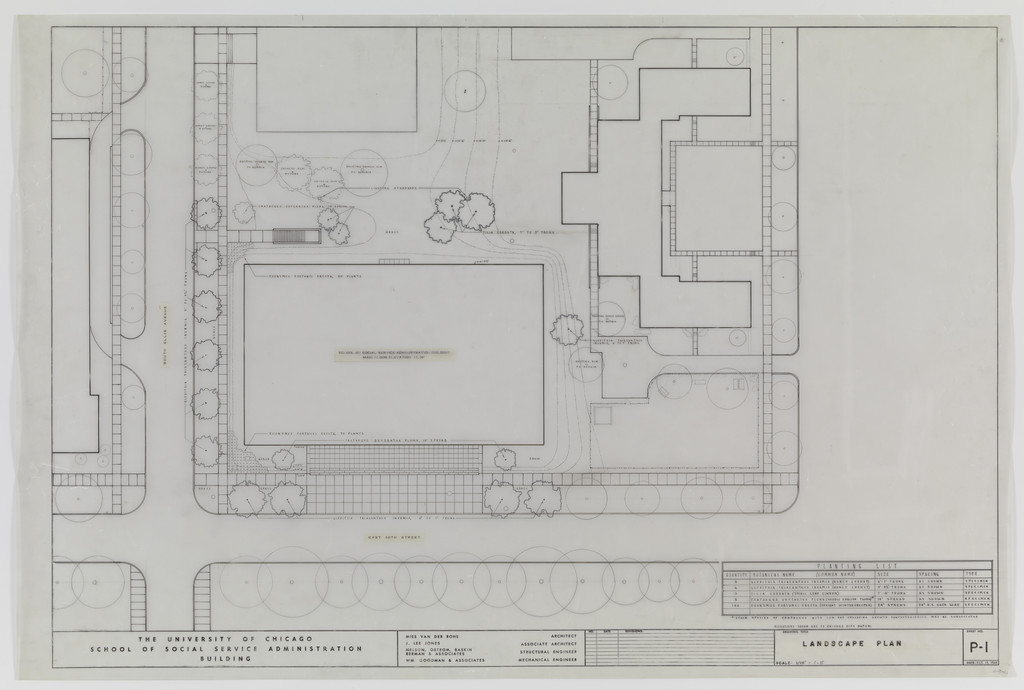 Social Service Administration Building, University of Chicago, Chicago, IL, Landscape plan