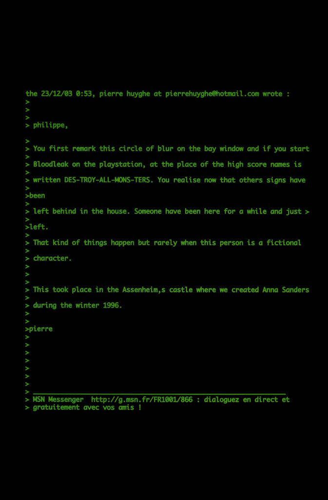 The winter of 1996 as it has been reported by Pierre Huyghe from Fade to Black