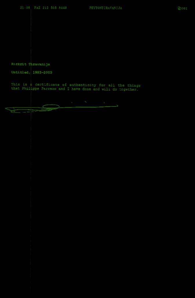 In 1993 Rirkrit Tiravanija made a SCI-FI artwork for me from Fade to Black