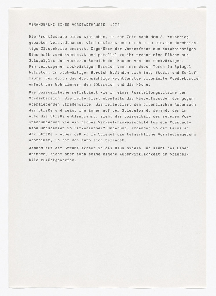 Veränderung eines Vorstadthauses (Alteration to a Suburban House)