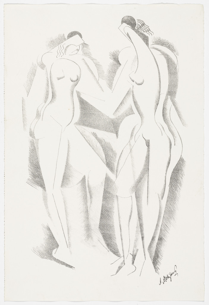 Untitled (Two Standing Figures) from the portfolio Alexandre Archipenko: Dreizehn Steinzeichnungen