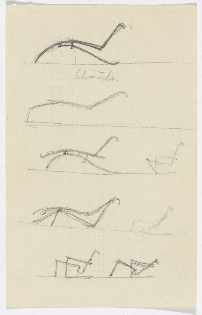 Reclining Chair with and without Arms. Lounge Chair with and without Arms. (Elevation sketches)