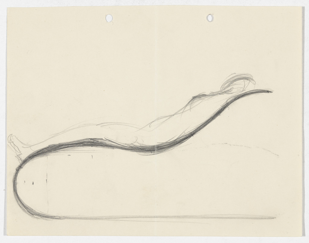Reclining Chair without Arms (Elevation sketch with figure)