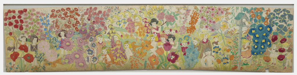 Untitled (Overall flowers) (recto); Untitled (Beautiful girls sitting around with giant cactus in center) (verso)