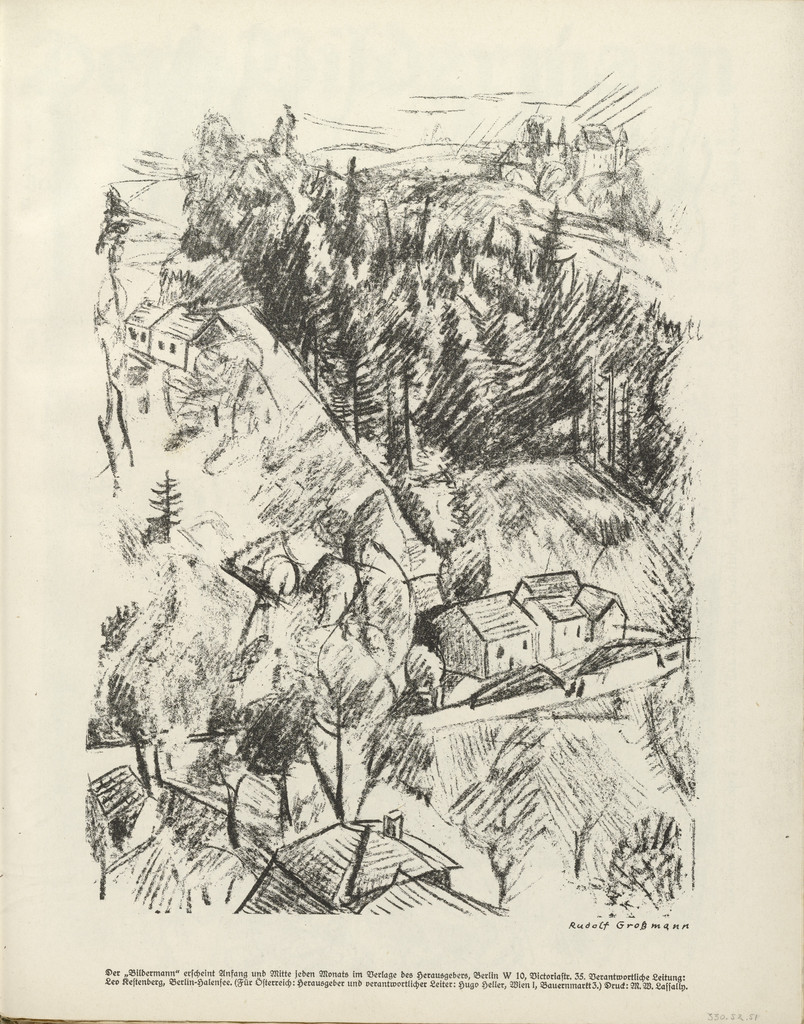 Hilly Landscape (Hügellandschaft) (plate, folio 27) from the periodical Der Bildermann, vol. 1, no. 13 (Oct 1916)