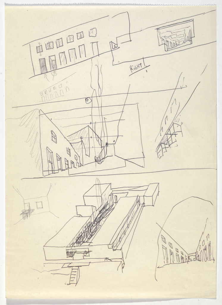 SAAL S. Victor Social Housing, Porto, Portugal (Elevation and perspective sketches)