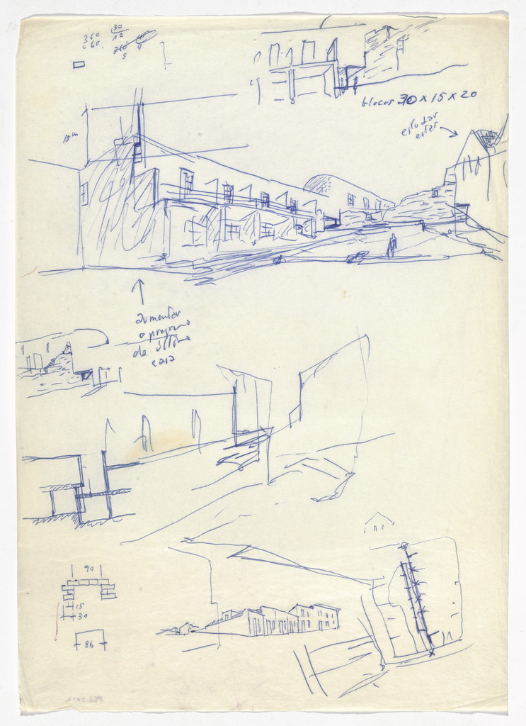 SAAL S. Victor Social Housing, Porto, Portugal (Perspective, plan, section, and detail sketches)