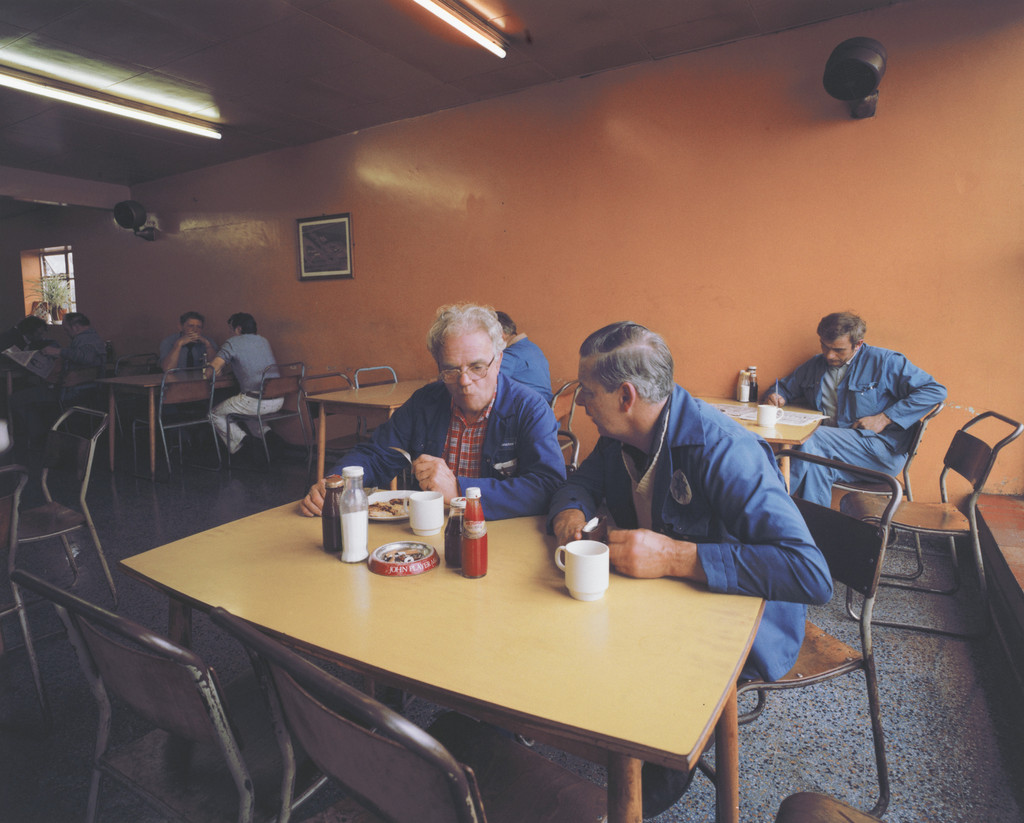 Driver's Discussing Redundancies, Morley's Cafe, Markham Moor, Nottinghamshire