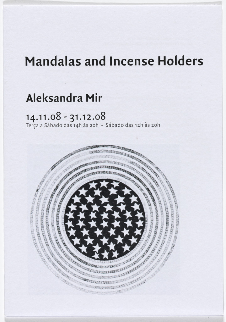 Brochure for Mandalas and Incense Holders, Lisboa20 Arte Contemporanea, Lisbon, November 14–December 31, 2008