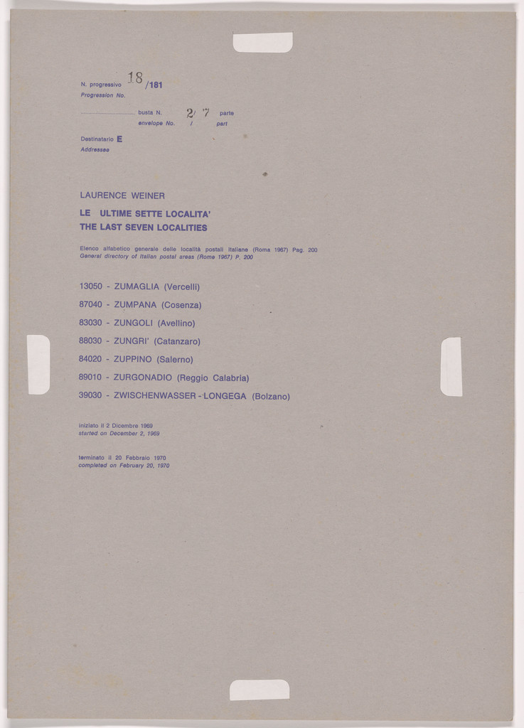 Postal Dossier (Dossier postale)