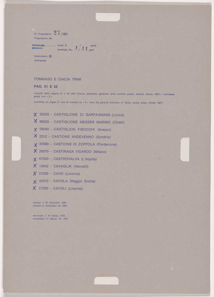 Postal Dossier (Dossier postale)