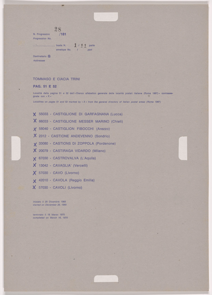 Postal Dossier (Dossier postale)