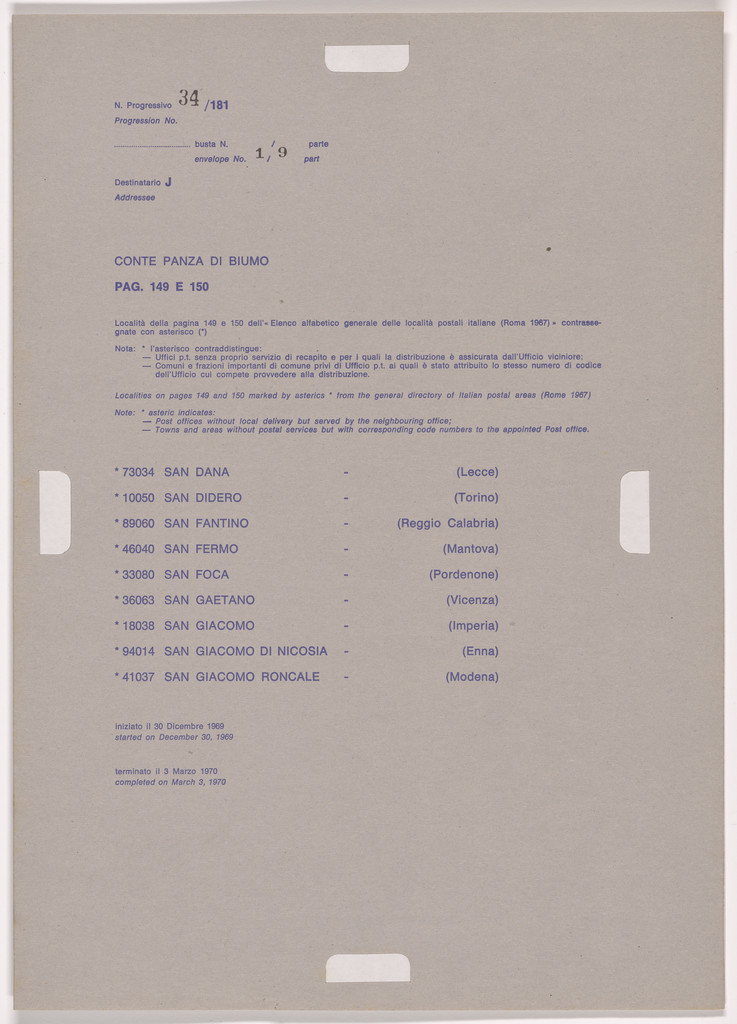Postal Dossier (Dossier postale)