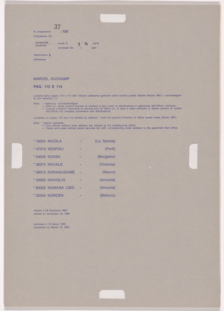 Postal Dossier (Dossier postale)