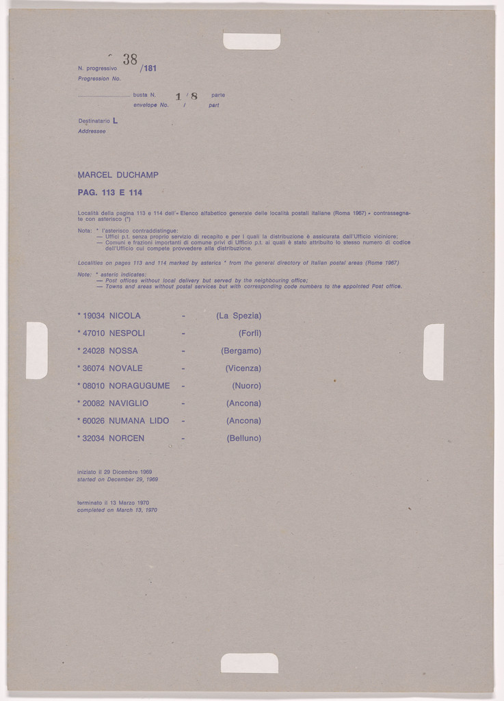 Postal Dossier (Dossier postale)