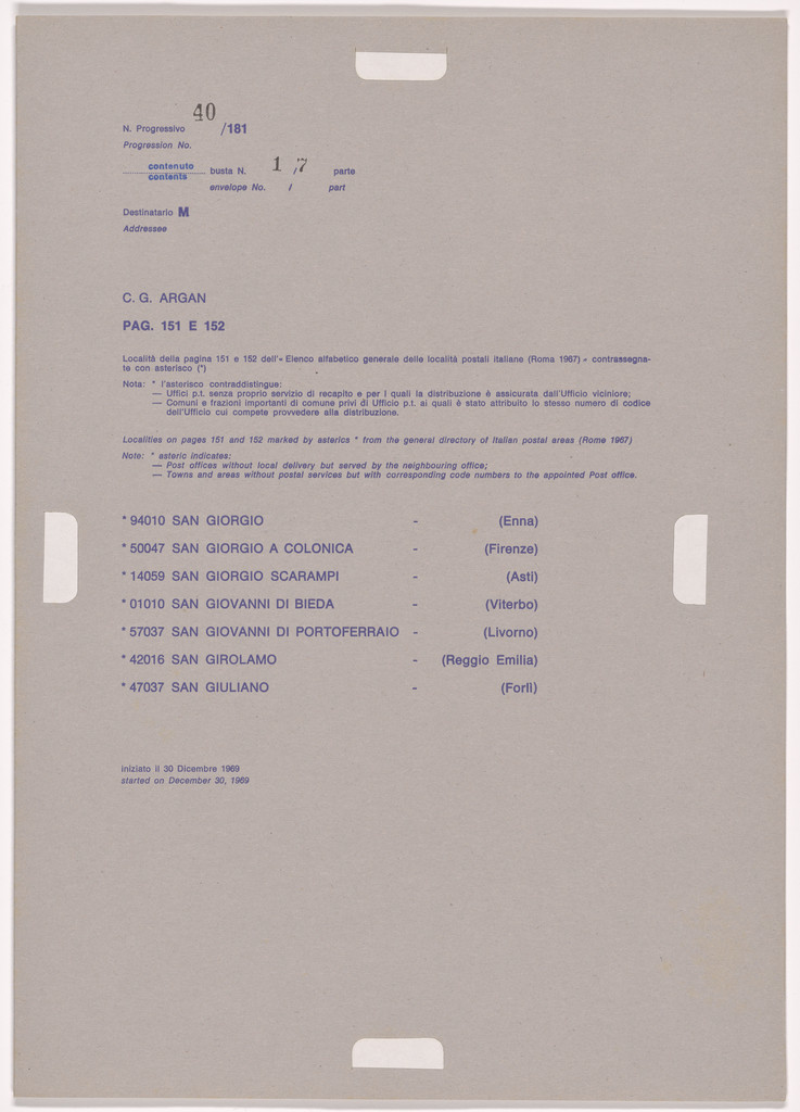 Postal Dossier (Dossier postale)