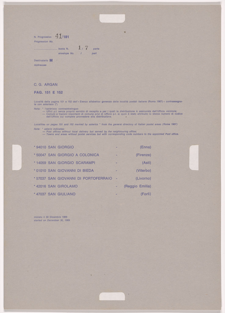 Postal Dossier (Dossier postale)