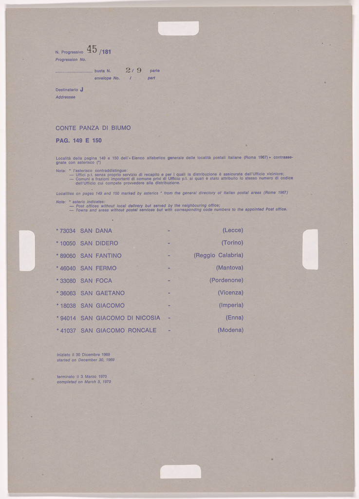 Postal Dossier (Dossier postale)