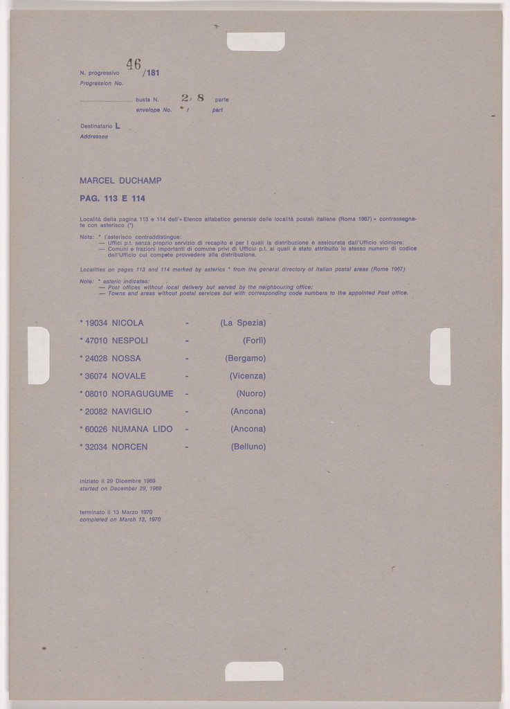 Postal Dossier (Dossier postale)
