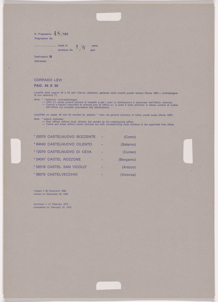 Postal Dossier (Dossier postale)