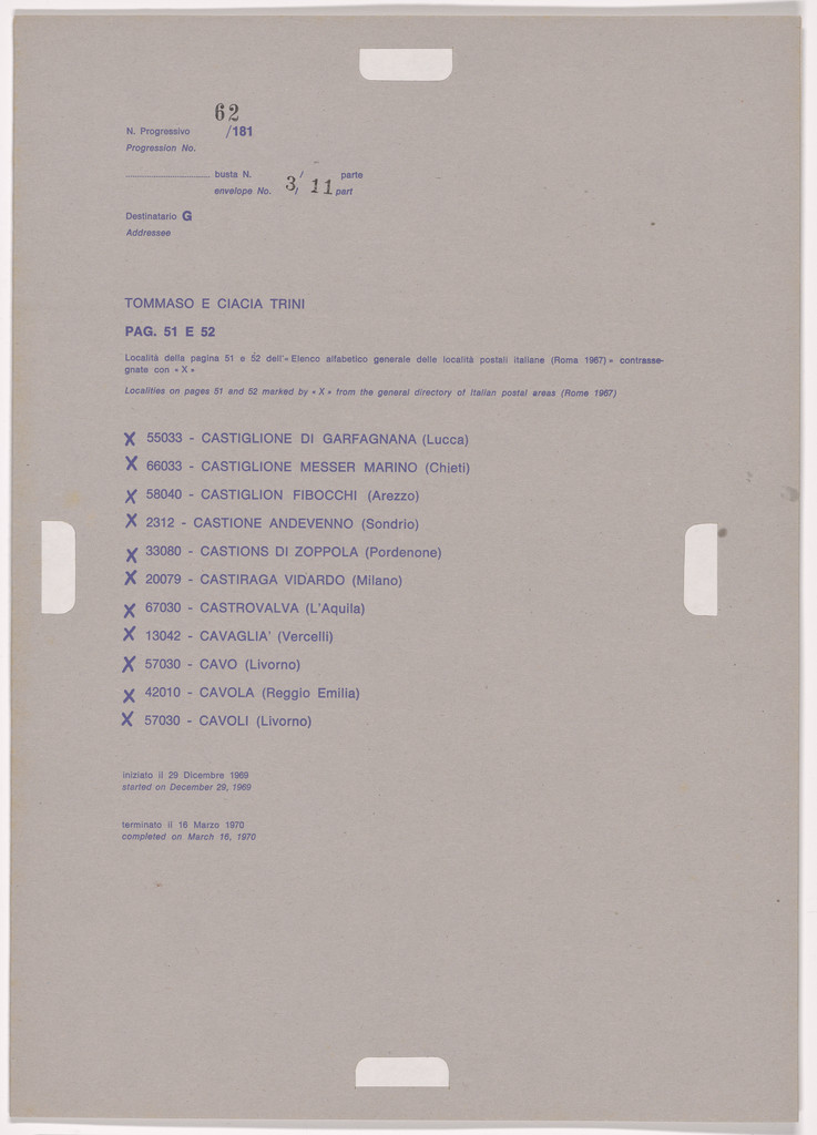 Postal Dossier (Dossier postale)