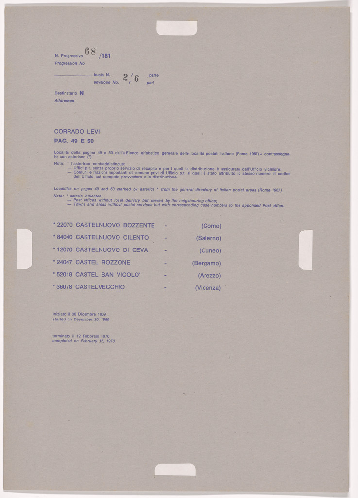Postal Dossier (Dossier postale)