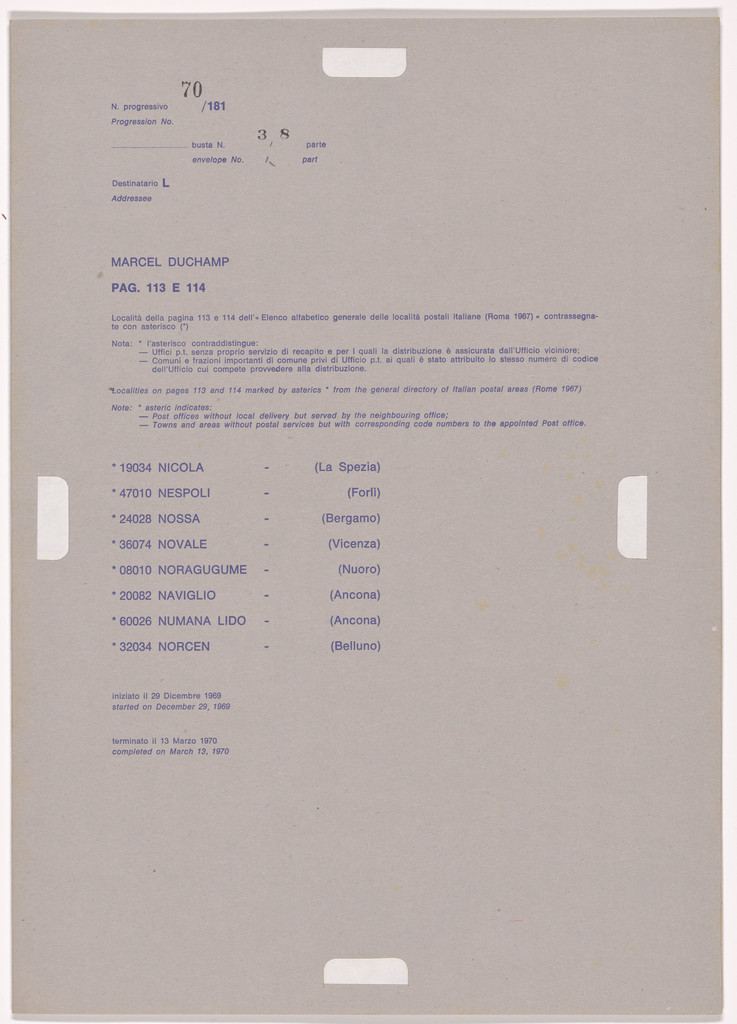 Postal Dossier (Dossier postale)