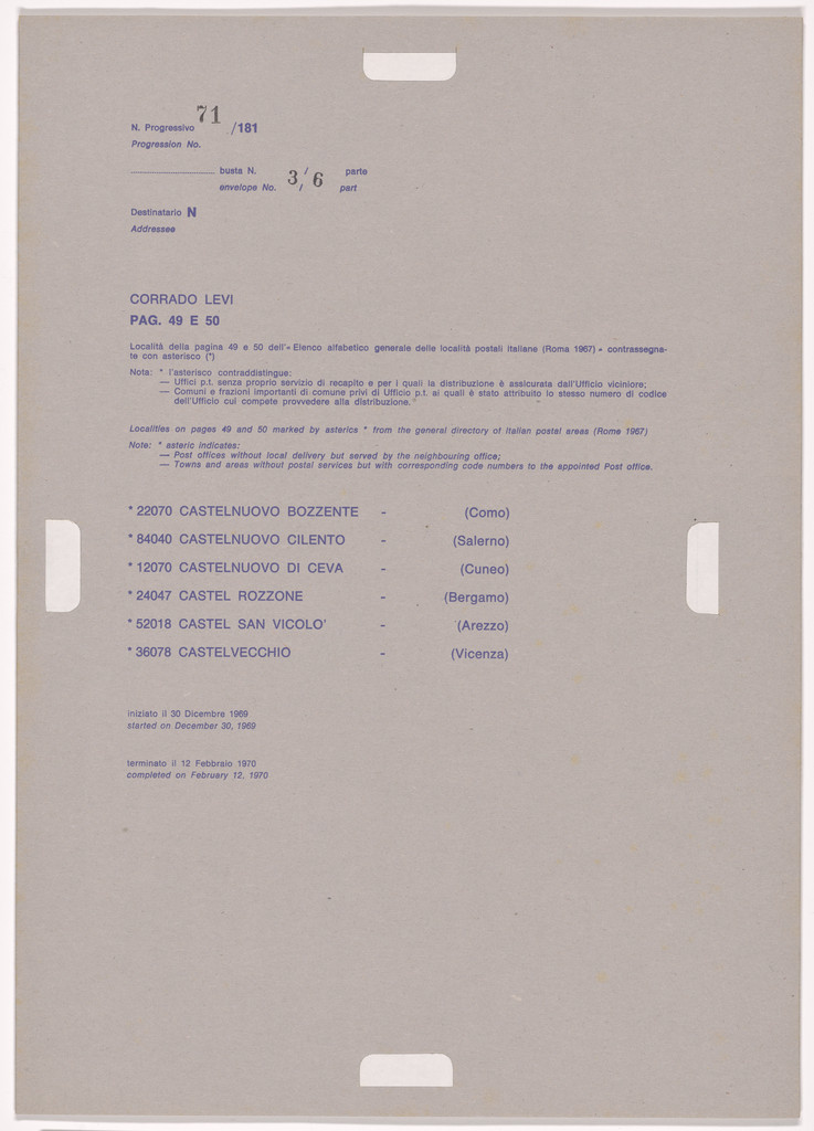 Postal Dossier (Dossier postale)
