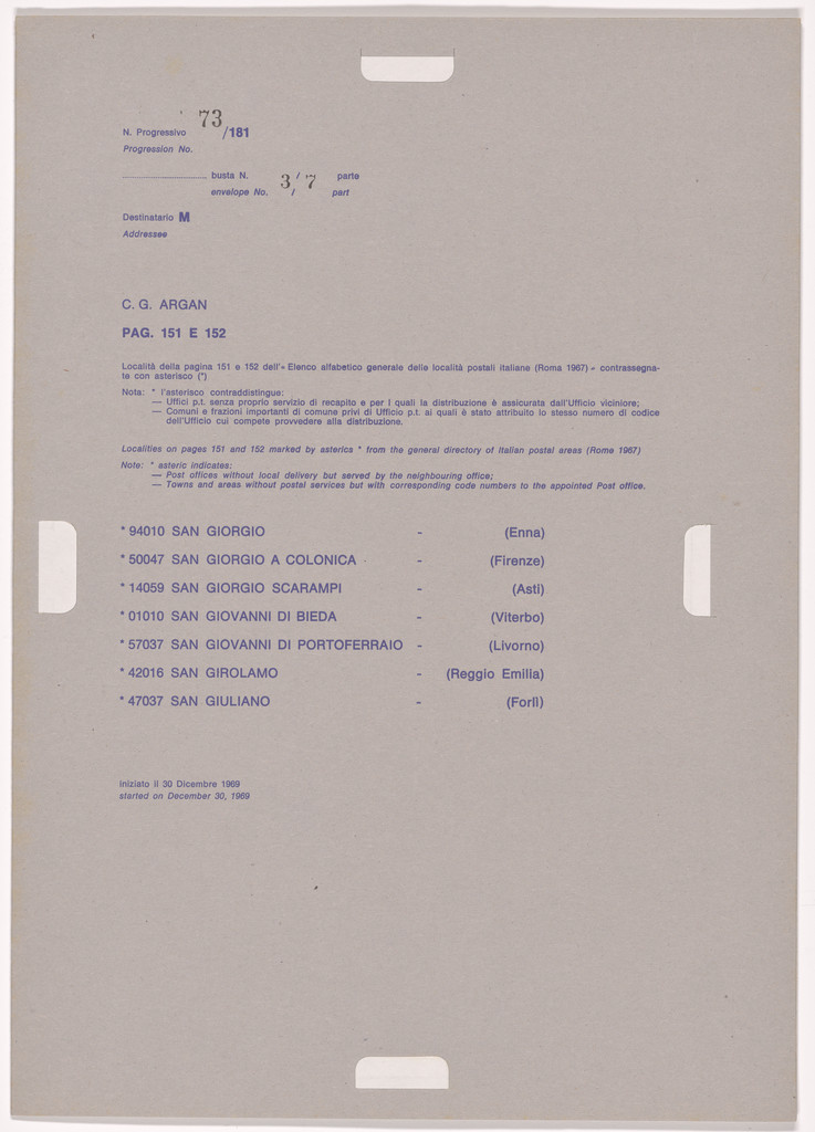 Postal Dossier (Dossier postale)