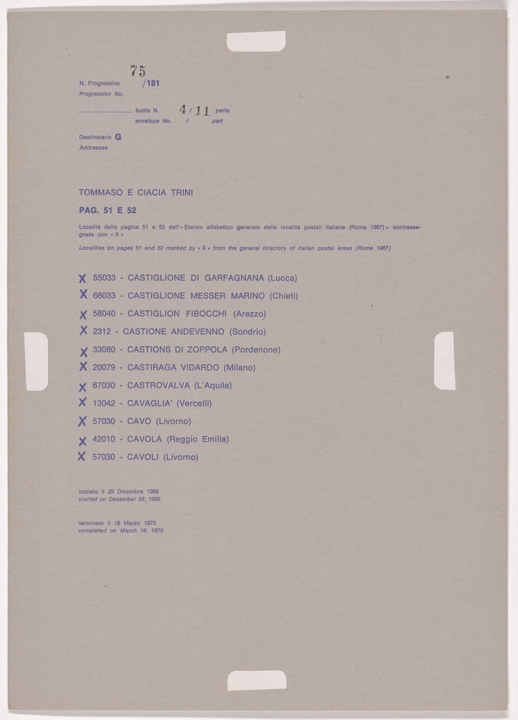 Postal Dossier (Dossier postale)
