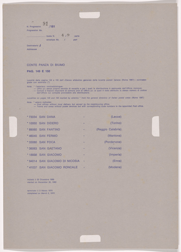 Postal Dossier (Dossier postale)