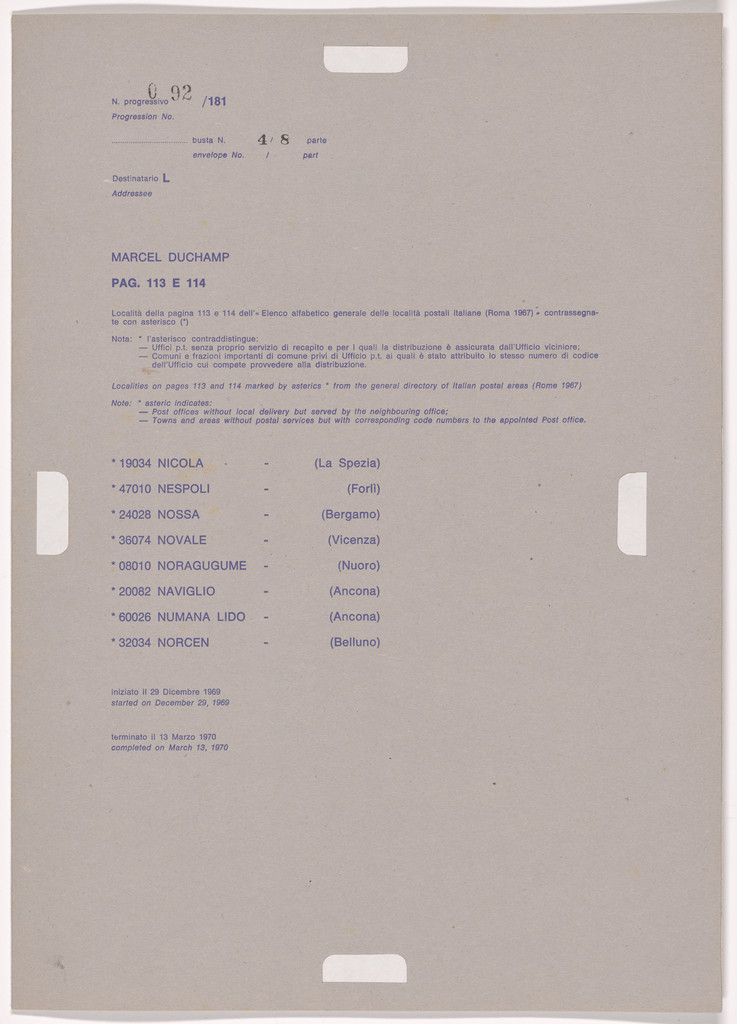 Postal Dossier (Dossier postale)