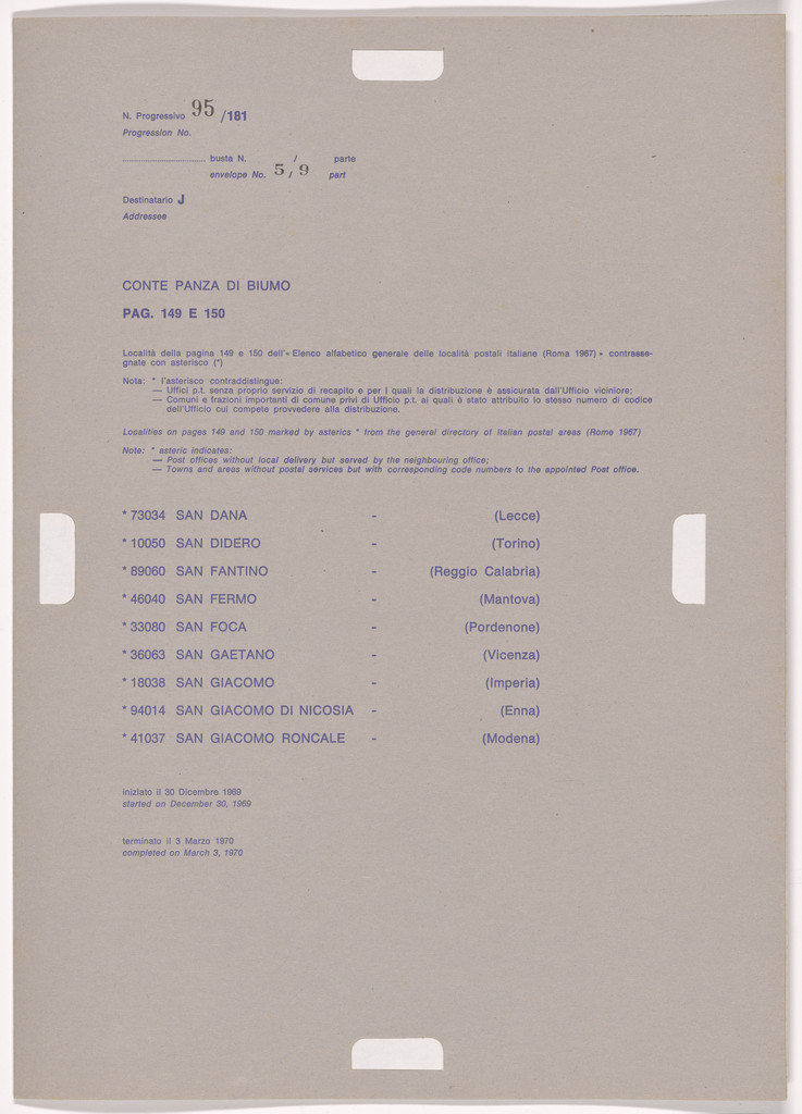 Postal Dossier (Dossier postale)