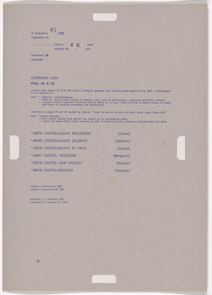 Postal Dossier (Dossier postale)