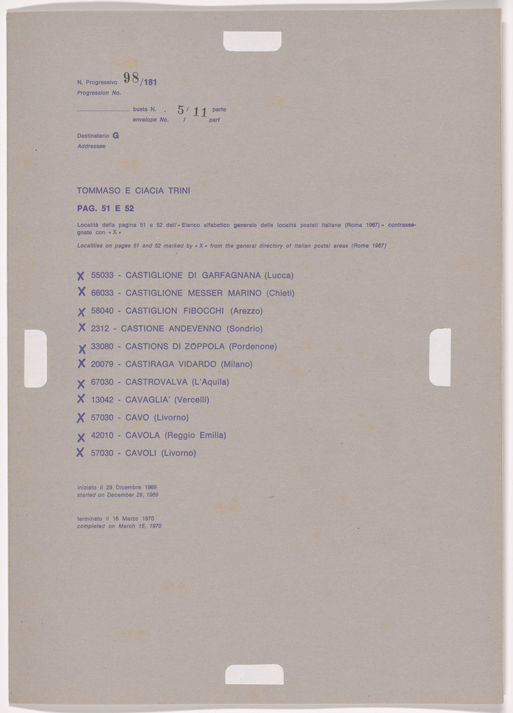 Postal Dossier (Dossier postale)