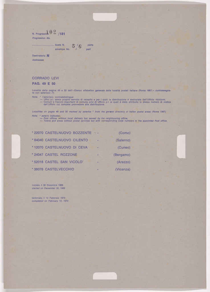 Postal Dossier (Dossier postale)