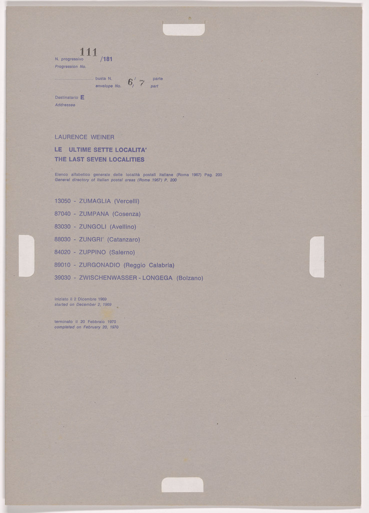 Postal Dossier (Dossier postale)