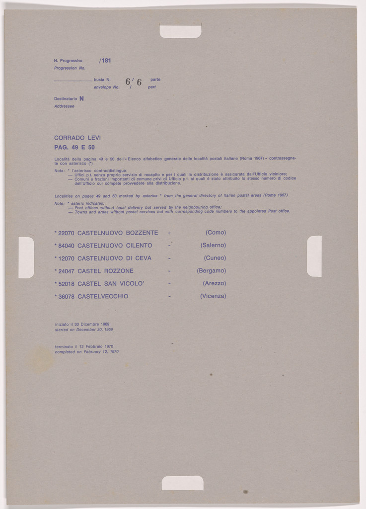 Postal Dossier (Dossier postale)