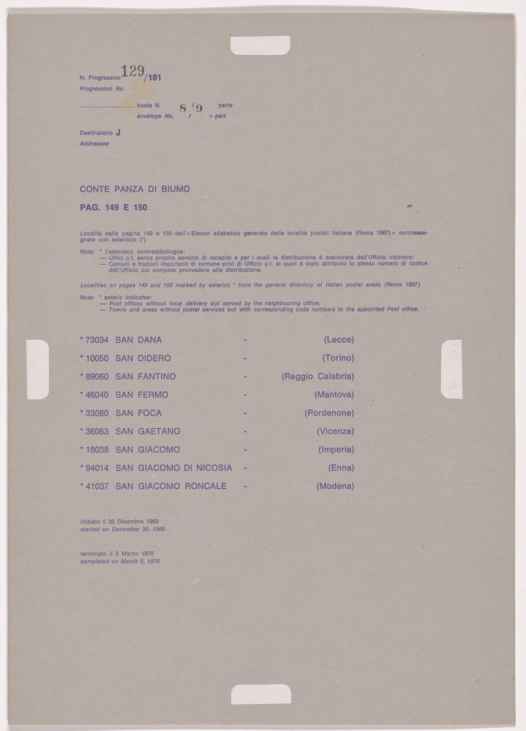 Postal Dossier (Dossier postale)