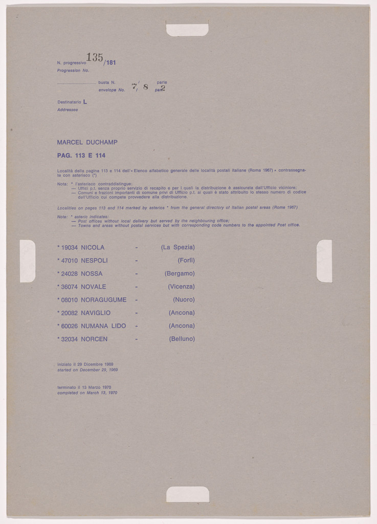 Postal Dossier (Dossier postale)