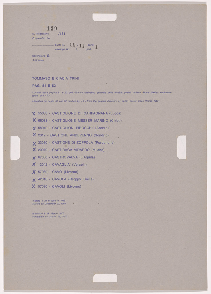 Postal Dossier (Dossier postale)