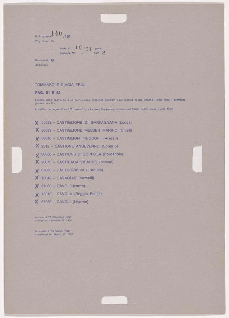 Postal Dossier (Dossier postale)