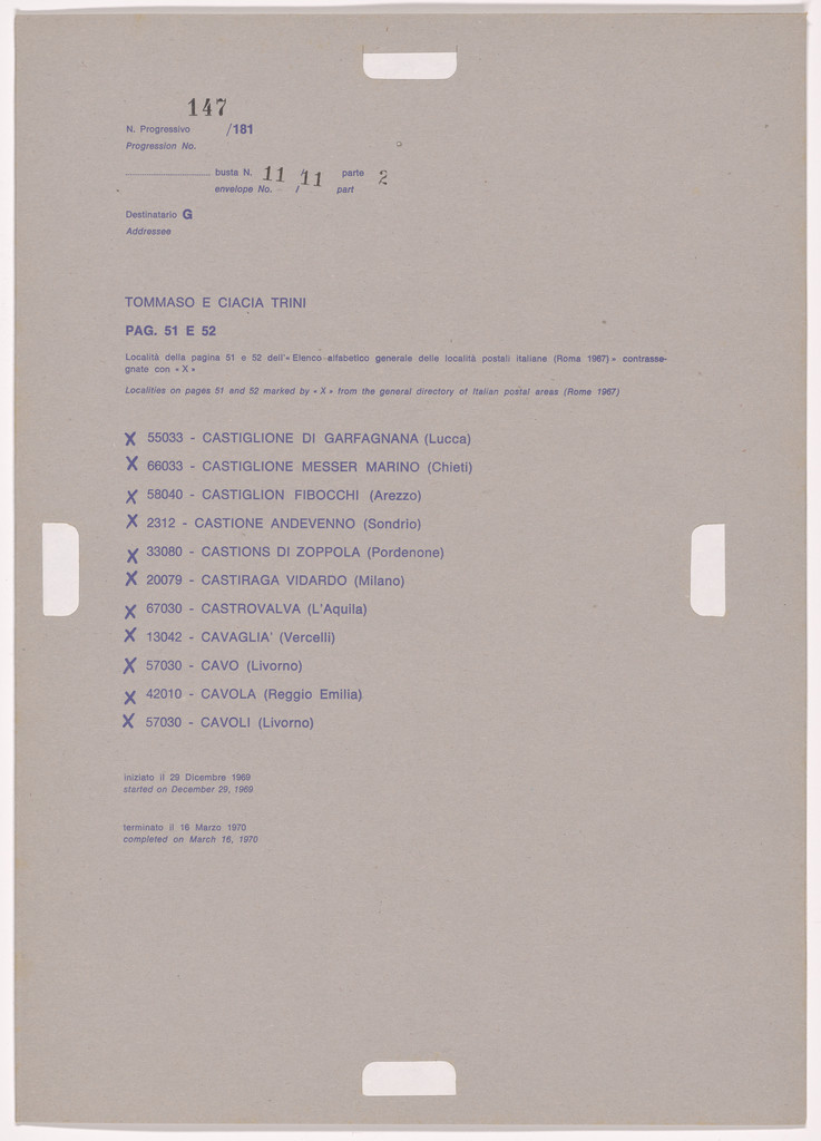 Postal Dossier (Dossier postale)